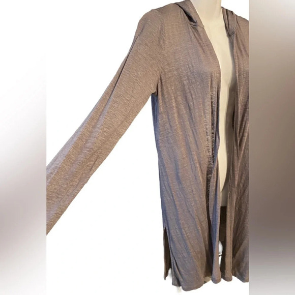 Cynthia Rowley 100% Linen Long Line Hooded Open Cardigan - Picture 2 of 7